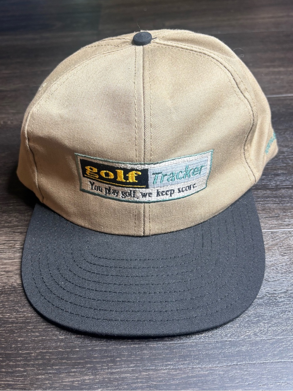 Vintage Golf Tracker You Play Golf We Keep Score Leather Strap Back Hat
